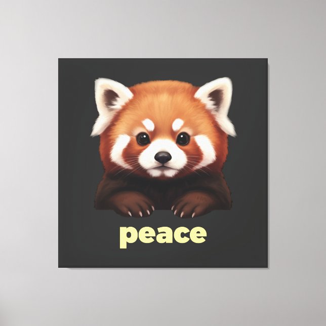 Cute Red Panda "Peace" Illustration for Kids & Nur Leinwanddruck (Vorderseite)