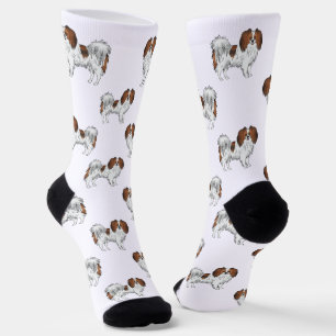 Cute Red Sable Phalène Dog Pattern Dog Lover Socken