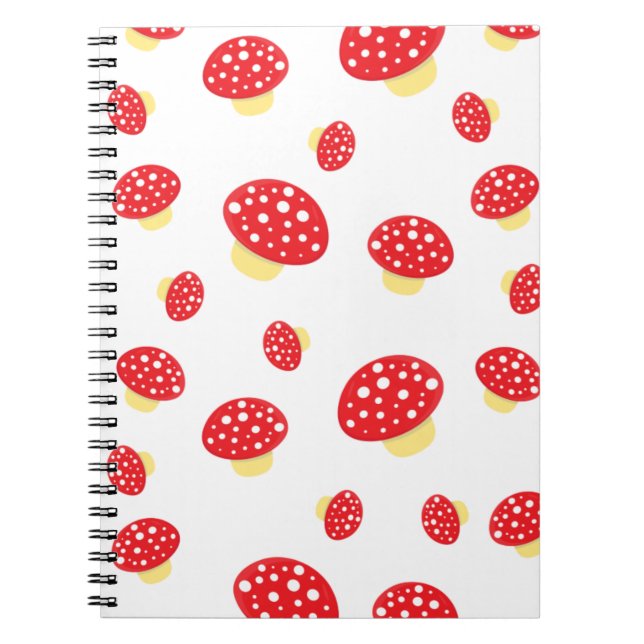 Cute Red Spotty Toadstool Mushrooms Pattern Notizblock (Vorderseite)