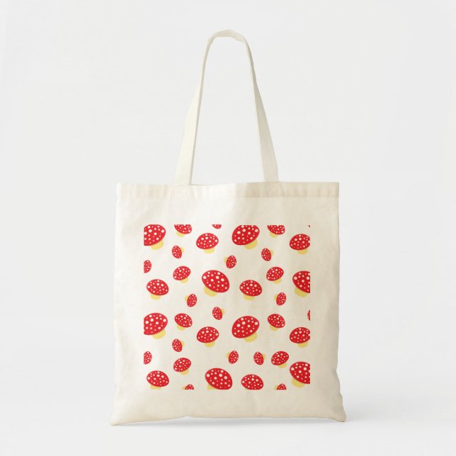 Cute Red Spotty Toadstool Mushrooms Pattern Tragetasche (Vorne)