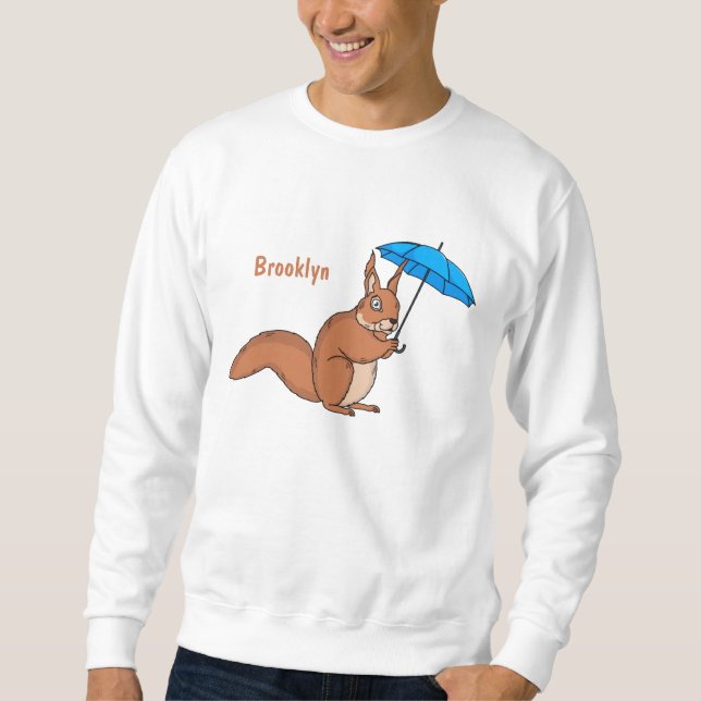Cute red squirrel with umbrella cartoon  sweatshirt (Vorderseite)
