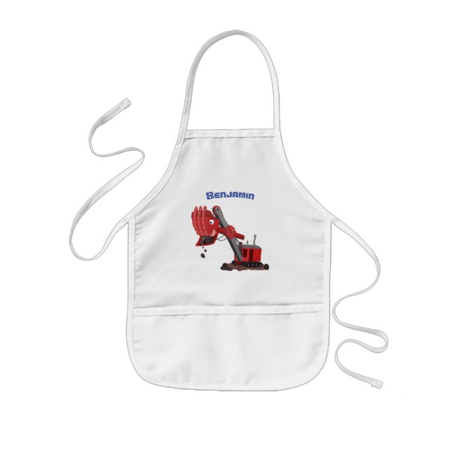 Cute red steam shovel digger cartoon illustration kinderschürze (Vorne)