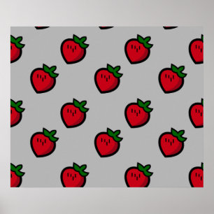 Cute Red Strawberry Pattern for Vegetarians Poster