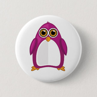Cute Red Violet Penguin Kawaii Cartoon Big Eyes Button