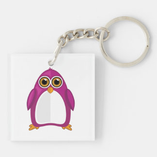Cute Red Violet Penguin Kawaii Cartoon Big Eyes Schlüsselanhänger