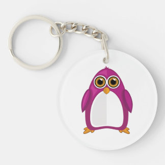 Cute Red Violet Penguin Kawaii Cartoon Big Eyes Schlüsselanhänger