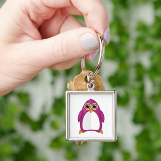 Cute Red Violet Penguin Kawaii Cartoon Big Eyes Schlüsselanhänger