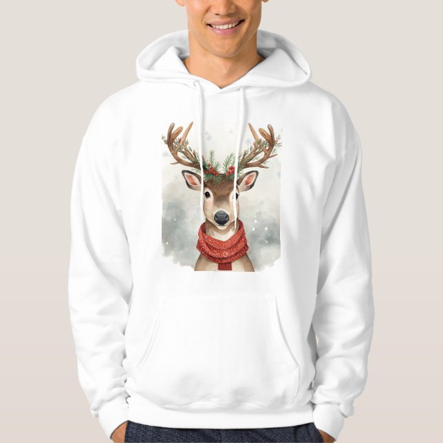 Cute Reindeer Christmas Hoodie,Cozy Festive Winter Hoodie (Vorderseite)