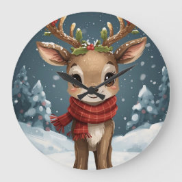 Cute reindeer christmas kids bedroom große wanduhr