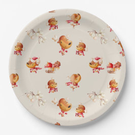 Cute Reindeer Christmas Pappteller