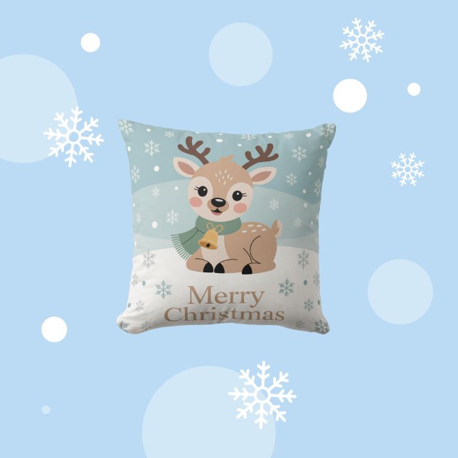Cute Reindeer Christmas Pastel Baby Deer Holiday Kissen (Von Creator hochgeladen)