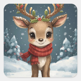 Cute reindeer christmas sticker for gifts notebook