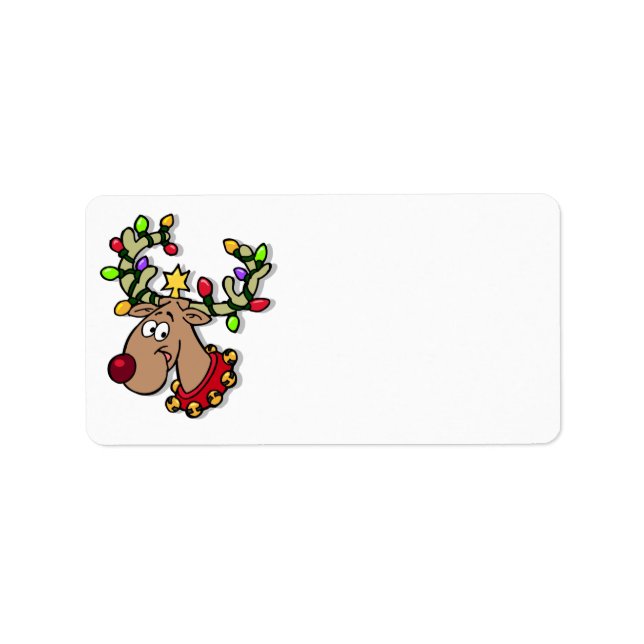 Cute Reindeer Customisé Cartes de Noël Étiquette (Devant)