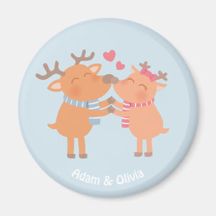 Cute Reindeer en amour Nez Nuzzle Magnet