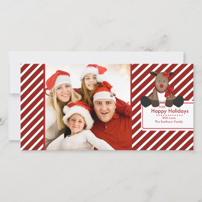 CUTE Reindeer Joyeux Noël Famille Carte photo (Devant)
