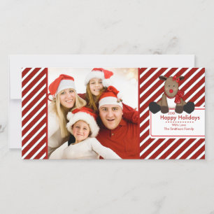 CUTE Reindeer Joyeux Noël Famille Carte photo