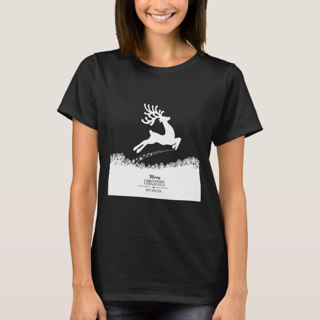 Cute Reindeer Merry Xmas Merry Christmas Happy New T-Shirt (Vorderseite)
