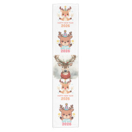 cute reindeer new year 2026 table runner kurzer tischläufer