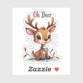 Cute Reindeer “Oh Deer” Holiday Sticker