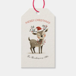 Cute Reindeer Retro Christmas Geschenkanhänger
