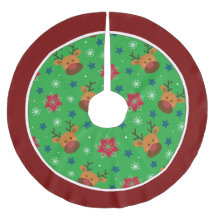 Cute Reindeer & Snowflake Christmas Tree Skirt 
