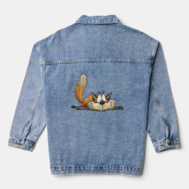 Cute Relaxed Fox Cartoon Jeansjacke