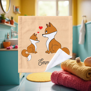Cute renard avec le coeur, dessiné à la main, pers