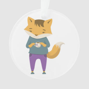 Cute renard avec tasse de thé
