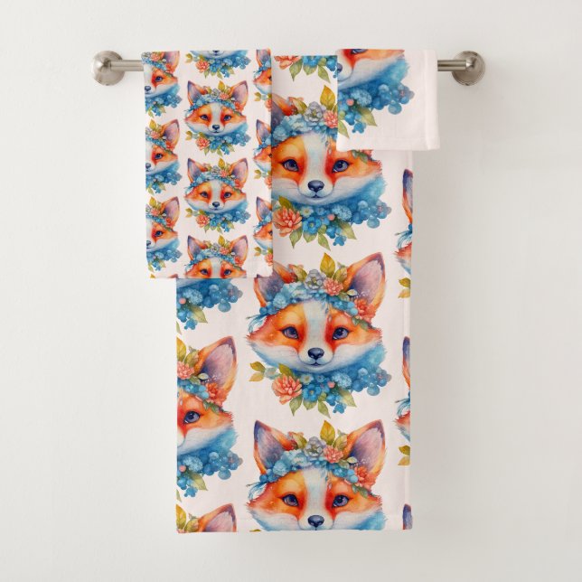 Cute Renard orange avec Couronne florale (En situation)