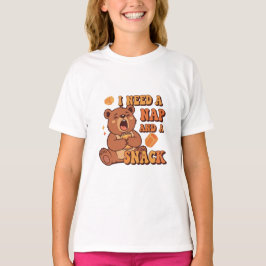 Cute Retro Bear Snack Lover Girls T-Shirt