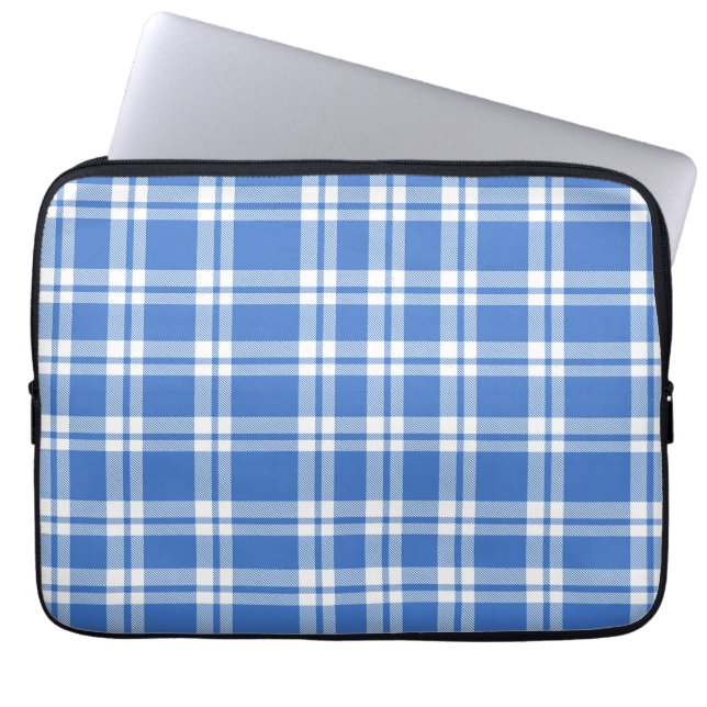 Cute Retro Blue Gingham Plaid Pattern Laptopschutzhülle (Vorderseite)