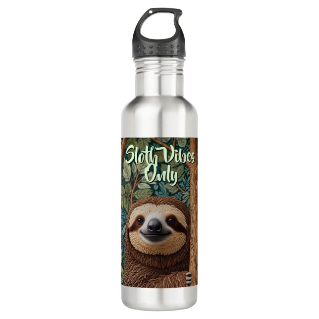 Cute retro boho Sloth Hang in there Edelstahlflasche (Vorderseite)