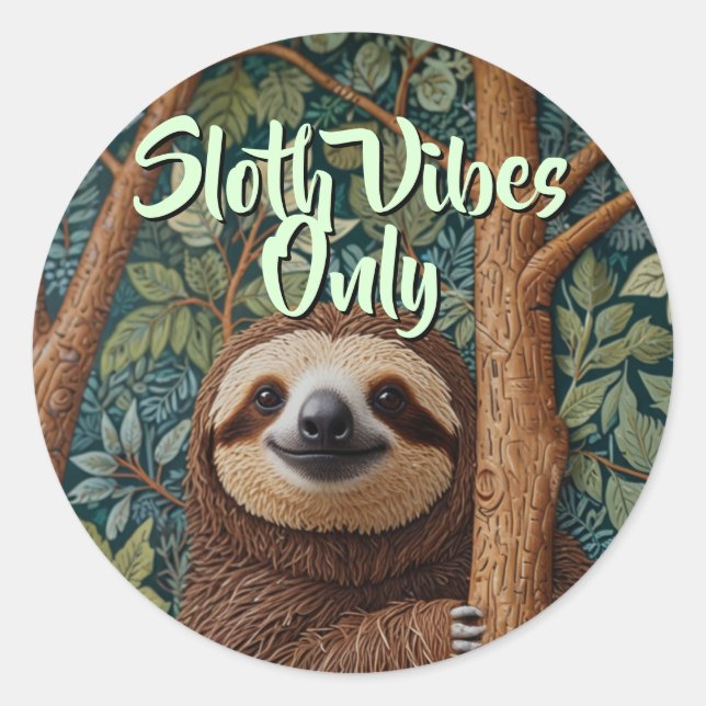 Cute retro boho Sloth Hang in there sloth vibes Runder Aufkleber (Vorderseite)