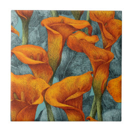 Cute Retro Calle Lilies  Tiles  For Rustic Kitchen Fliese