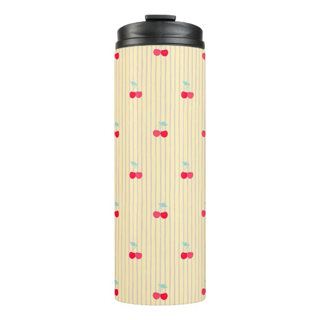 Cute Retro Cherry Pattern Retro Pop Thermosbecher (Vorderseite)