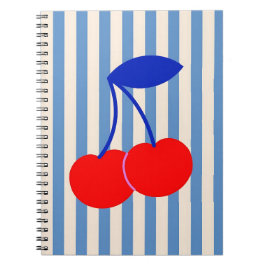 Cute Retro Cherry Striped Notizblock
