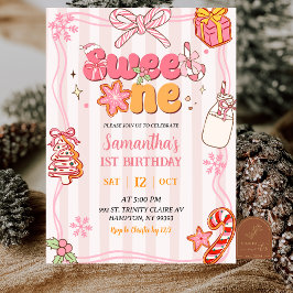 Cute Retro Christmas Winter Girl Sweet One Einladung