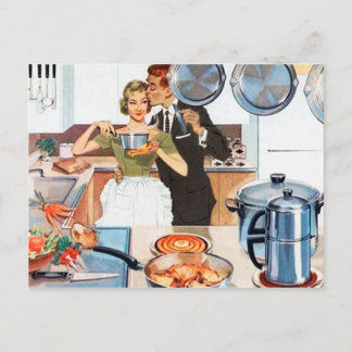Cute retro cuisine vintage dame cuisine carte post