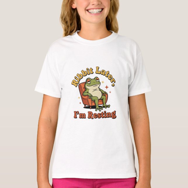 Cute Retro Frog Girls Graphic T-Shirt (Vorderseite)