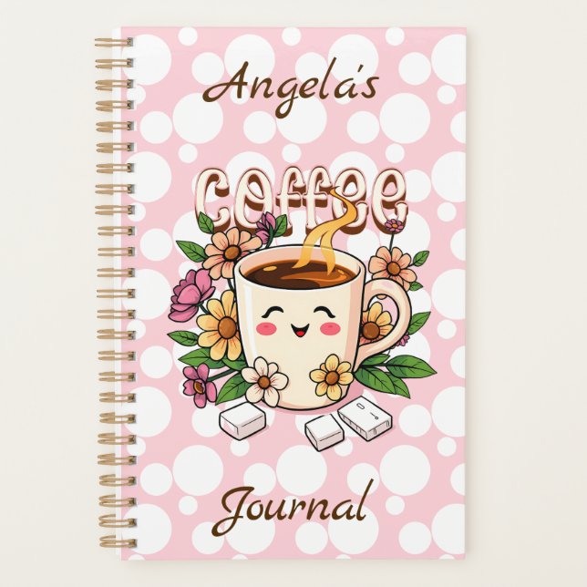 Cute Retro Kawaii Café et Fleurs Personnalisé (Devant)