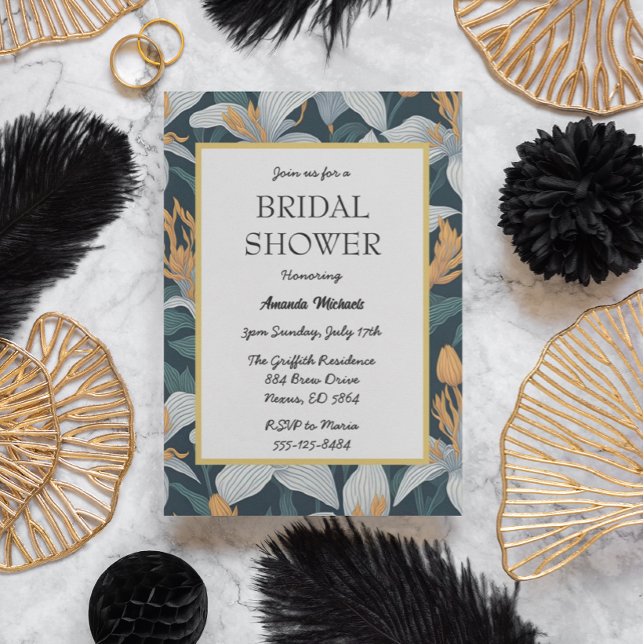 Cute Retro Lilies Floral Bridal Shower Invitation (Créateur téléchargé)