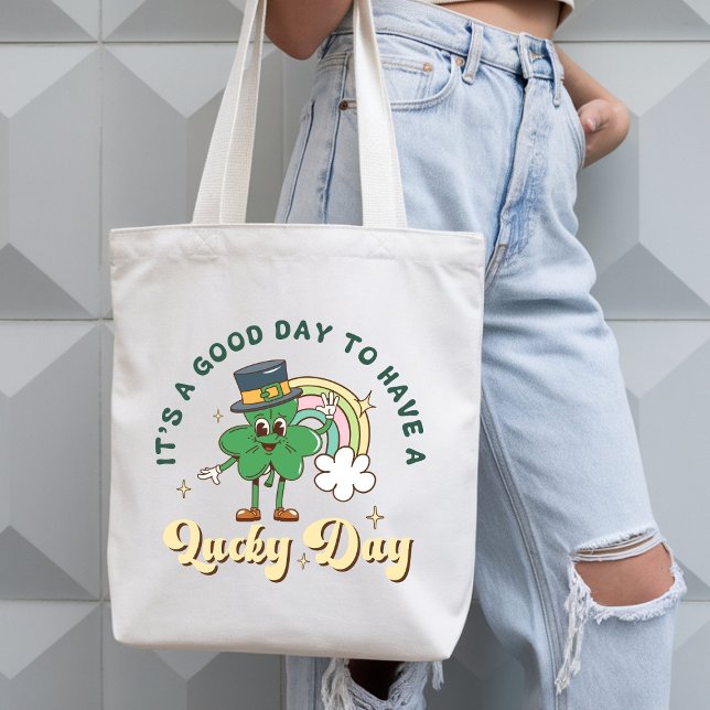 Cute Retro Lucky Clover St. Patrick’s Day Tragetasche (Von Creator hochgeladen)