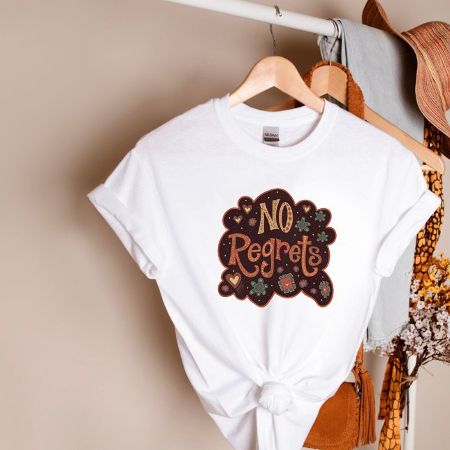 Cute Retro No Regrets Fun Inspirivity T-Shirt (Créateur téléchargé)