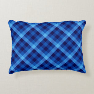 Cute Rétro Océan bleu Plaid Accent Coussin