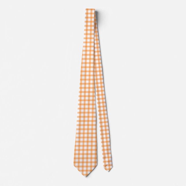 Cute Retro Orange Gingham Plaid pattern Krawatte (Vorderseite)