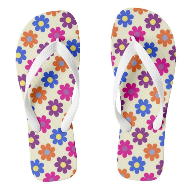 Cute Retro Penny Flower Pattern Flip Flops (Fußbett)