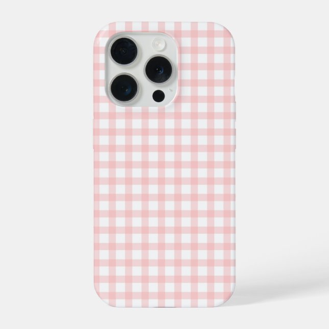 Cute Retro Pink Gingham Plaid pattern iPhone 15 Pro Hülle (Rückseite)