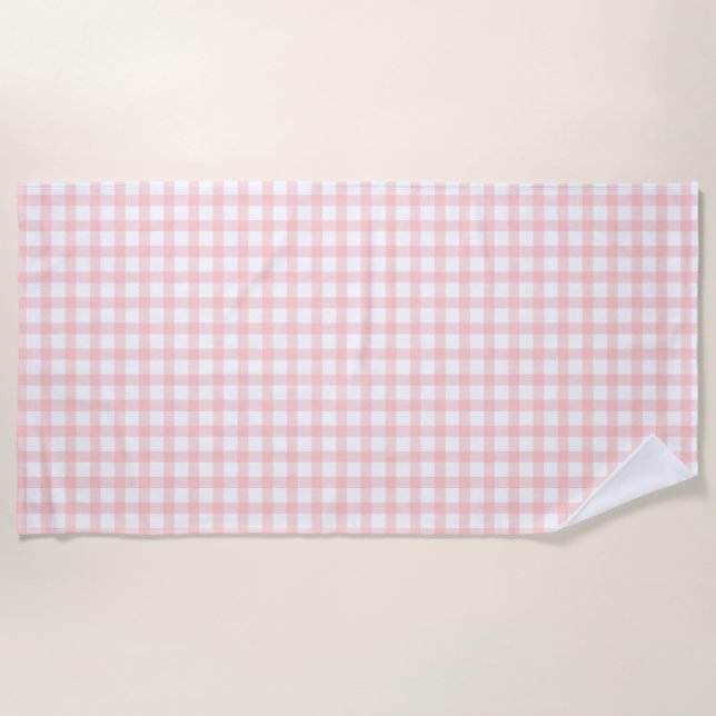 Cute Retro Pink Gingham Plaid pattern Strandtuch (Vorderseite)