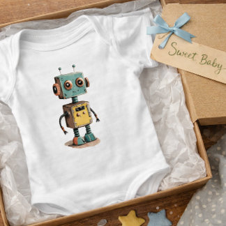 Cute Retro Robot Baby T-Shirt Strampler