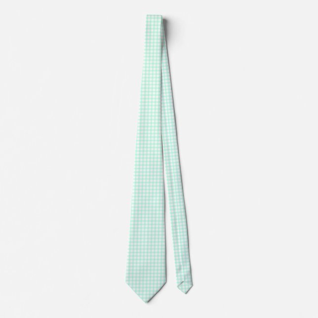 Cute Retro Sea Green Gingham Plaid pattern Krawatte (Vorderseite)